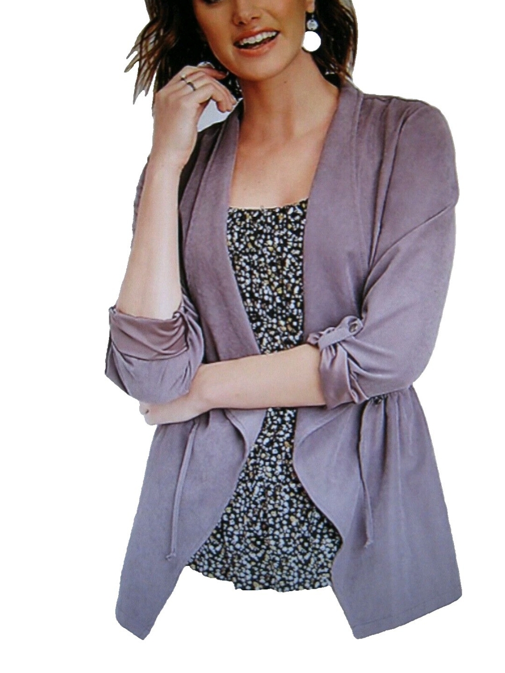 Maurices Dusty Lavender Cinched Waist Open Front Anorak Jacket~XXL